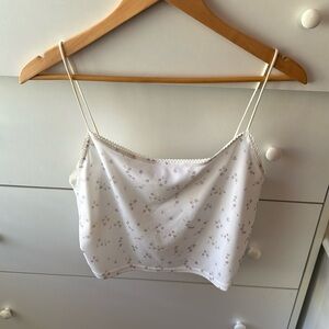 PACSUN FLORAL MESH CROP TANK TOP